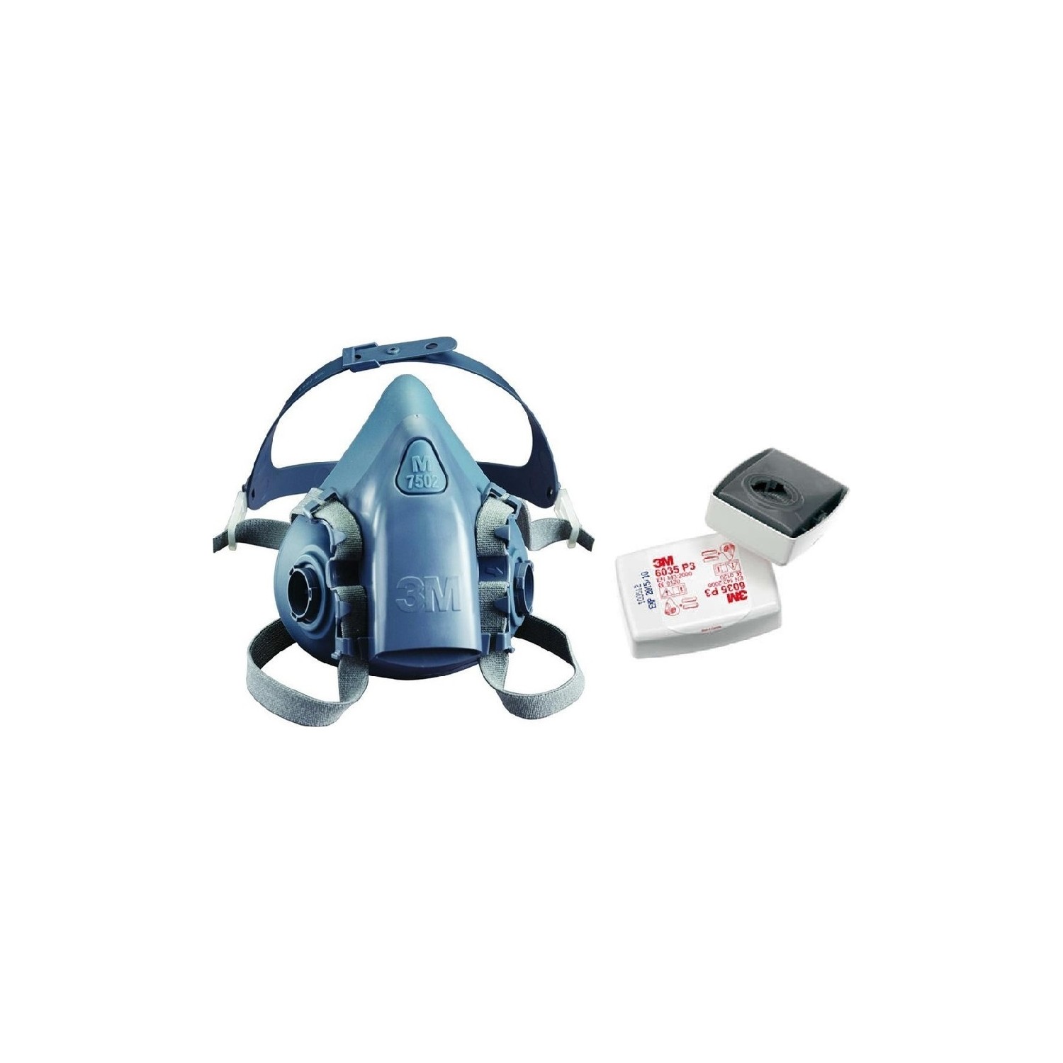 3M Yarım Yüz Maskesi 3M 7502 + 6035 Filtre Dahil Kombine Set