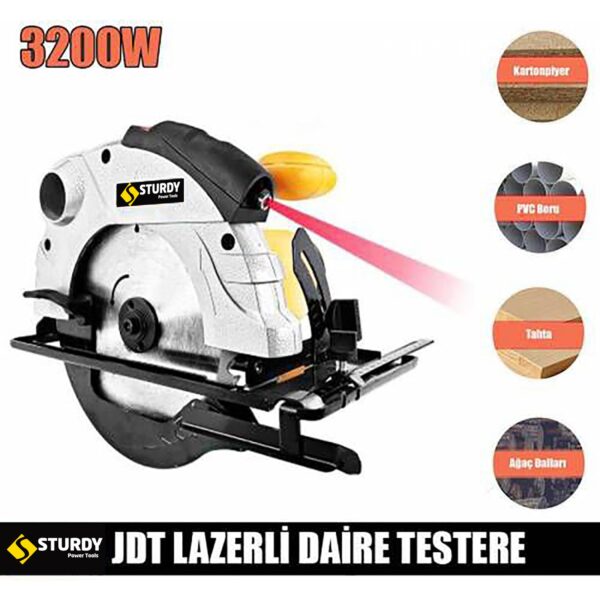 Sturdy Power Tools 3200 Watt Sjs Lazerli  Metal Şanzuman Daire Testere Elmas Ağızlı 185 mm Bıçak