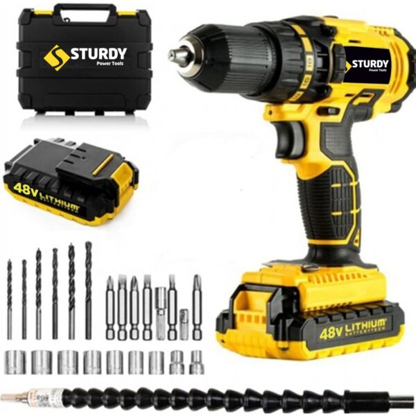 Sturdy 48V 5AH Lıon Closet Çift Akülü Darbeli Turbo Şarjlı Matkap 27 Parça Uç Setli