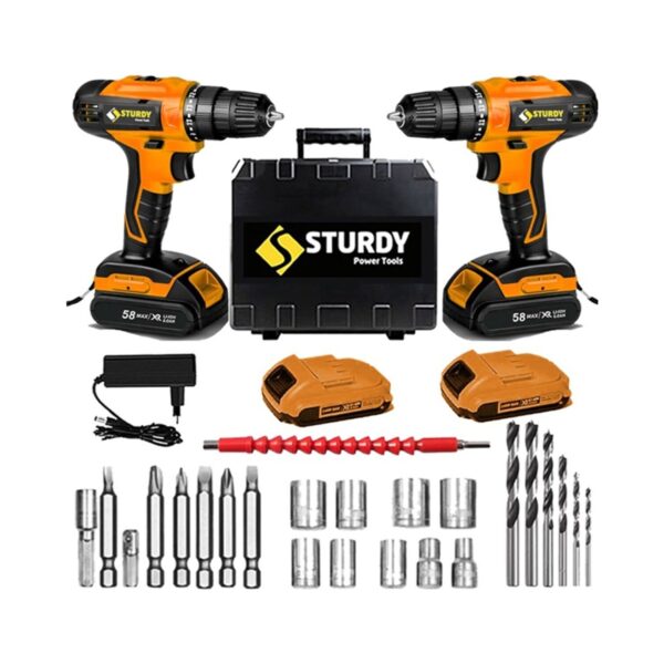 Sturdy 56V 6AH Metal Sanzumanlı Blaster Seri Setli Li Ion Çift Akülü Matkap 27 Parca Setli