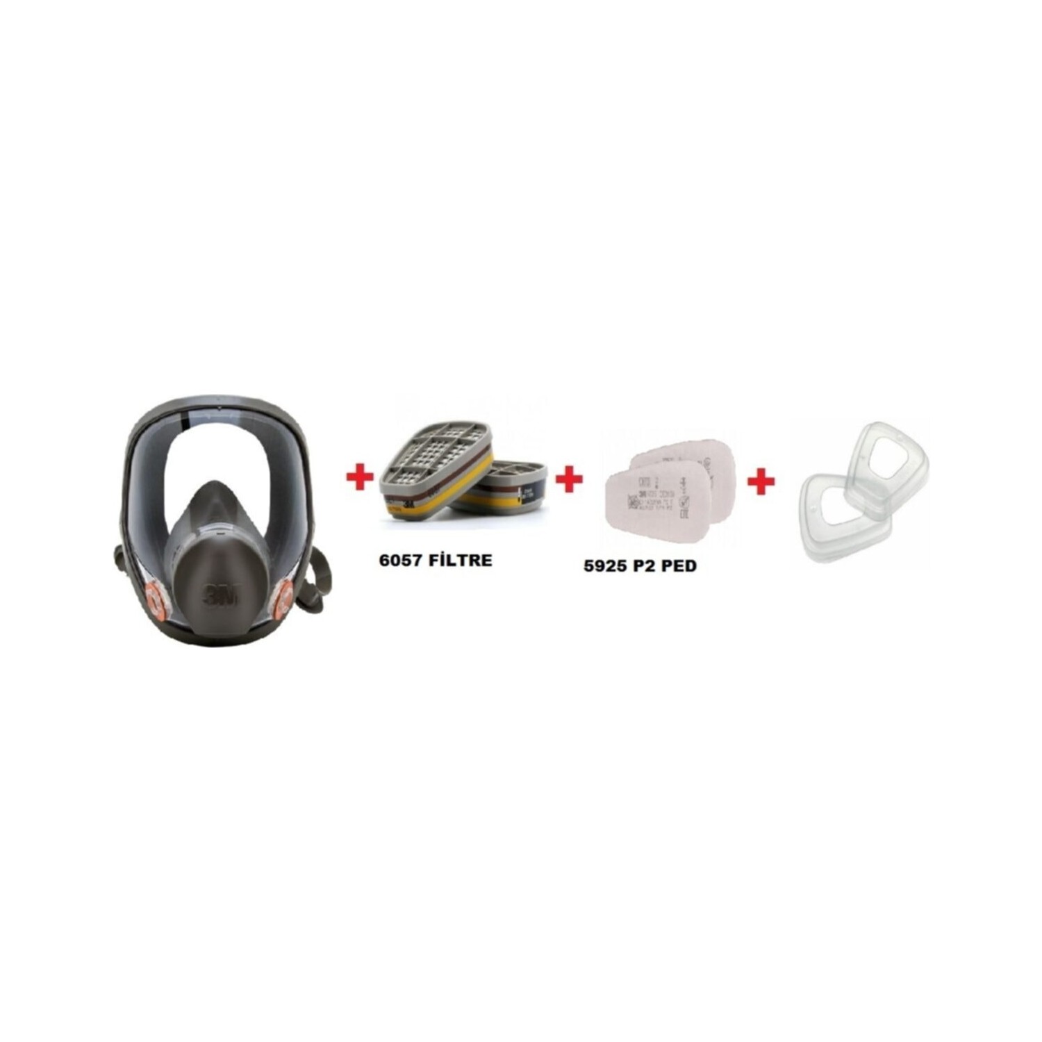 3M ™ 6800 Tam Yüz Gaz Maskesi +6057 Abe1 Filtre +5925 P2 Ped+ 501 Filtre Tutucu Kapak