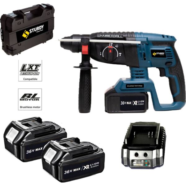 Sturdy 3800XR 92 V 10 AH  Kırıcı Delici 2 26MM Çift Akülü Kırıcı Kömürsüz Matkap