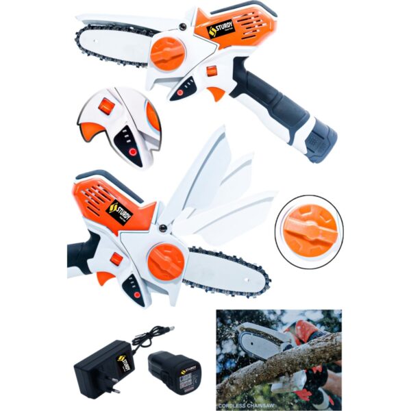 Sturdy Missilles Brushless Series 72V 10 Ah Li On Akülü Dal Kesme Testere Bıçkı Makinası Çift Akülü 2 Adet 10 cm Zincir ve 2 Adet 10 cm Pala Hediyeli