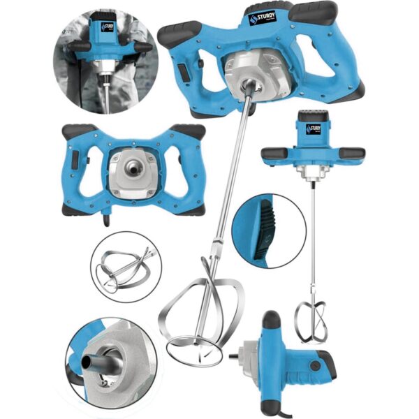 Sturdy 1300 W Bakır Sargı Multi Kademeli Devirli Ayarlı Elektrikli Alçı Boya ve Harç Karıştırıcı Mikser