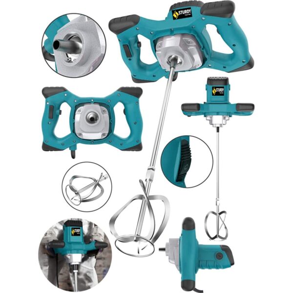 Sturdy 1800 Watt Bakir Sargı 6 Kademe Devirli Ayarlı Elektrikli Alçı Boya ve Harç Karıştırıcı Mikser