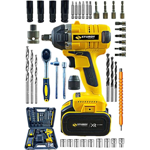 Sturdy Akülü Somun Bijon Sökme Sıkma Makinası Kömürsüz Motor 41 Parça Bijon