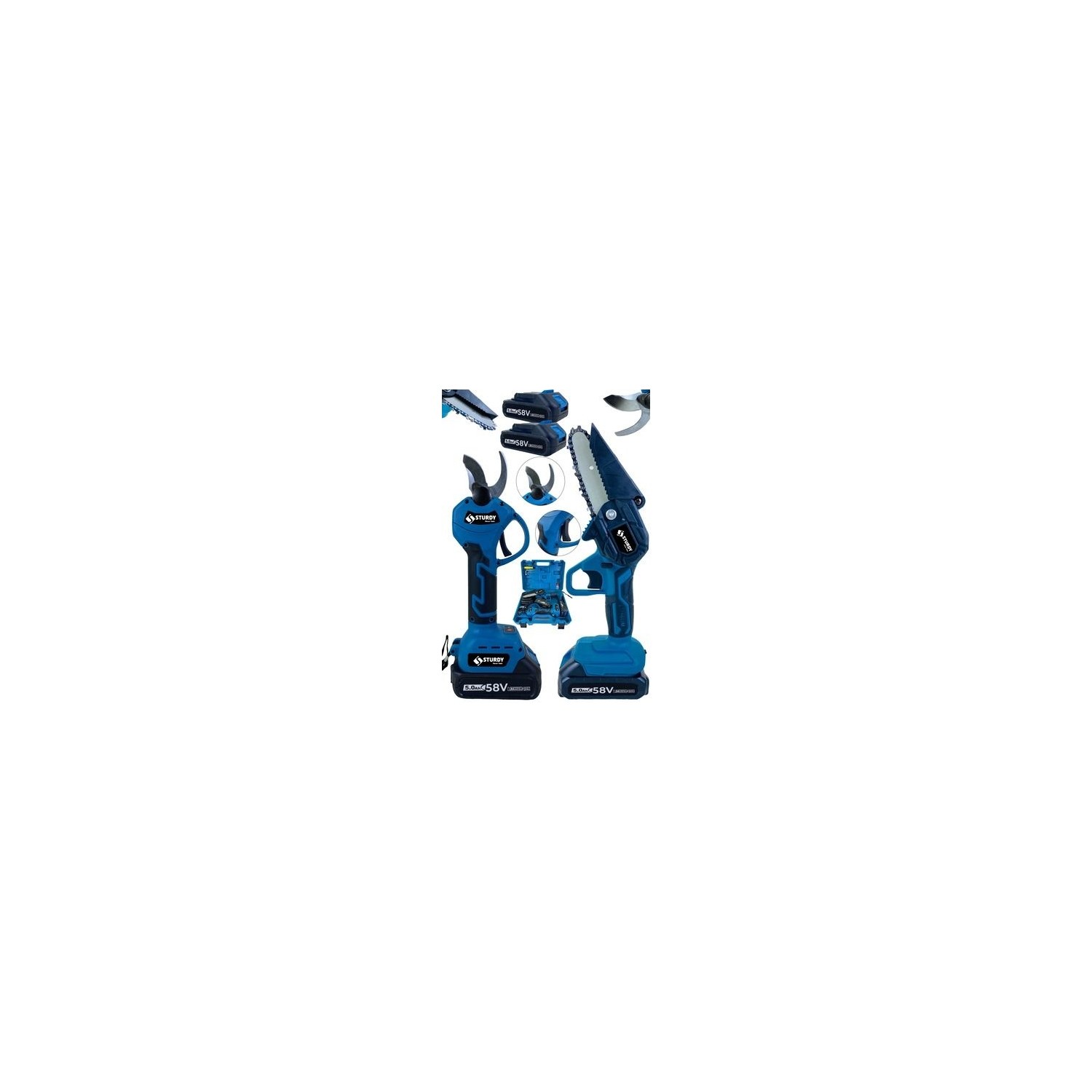Sturdy Combo 256 VF 10 AH 2'li Set Şarjlı Budama Makası Şarjlı Dal Kesme Testere Leo 2'li Set