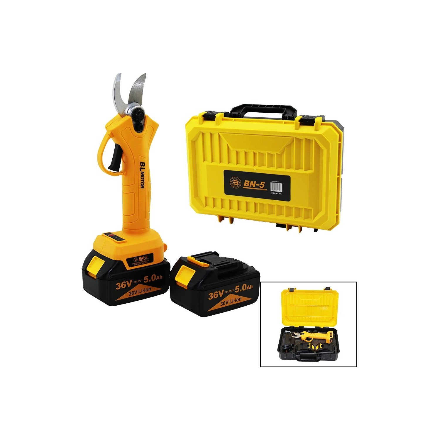 BN 5 Cordless Shear Yellow Bn 5 HS 155 Şarjlı Bağ Makası 2 Batarya 36V 5 0AH GO5060GOK111673