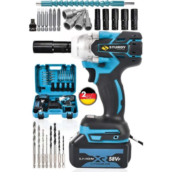 Sturdy Yeni Nesil Kömürsüz Motor 21V Çift Akülü Darbeli Vidalama 450NM Somun Sıkma Sökme Seti