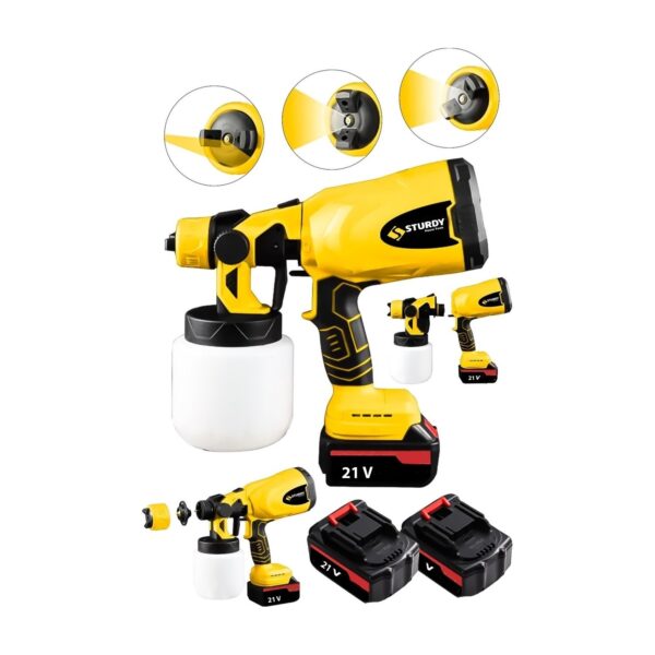 21 V 5AH Çift Akülü Yüksek Basınçlı Püskürtme Boya Tabancası Şarjlı Ilaçlama & Boya Makinesi
