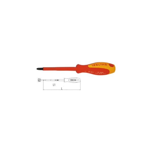 İzeltaş 4145186100 1000V İzoleli Elektrikçi Yıldız Uçlu Tornavida
